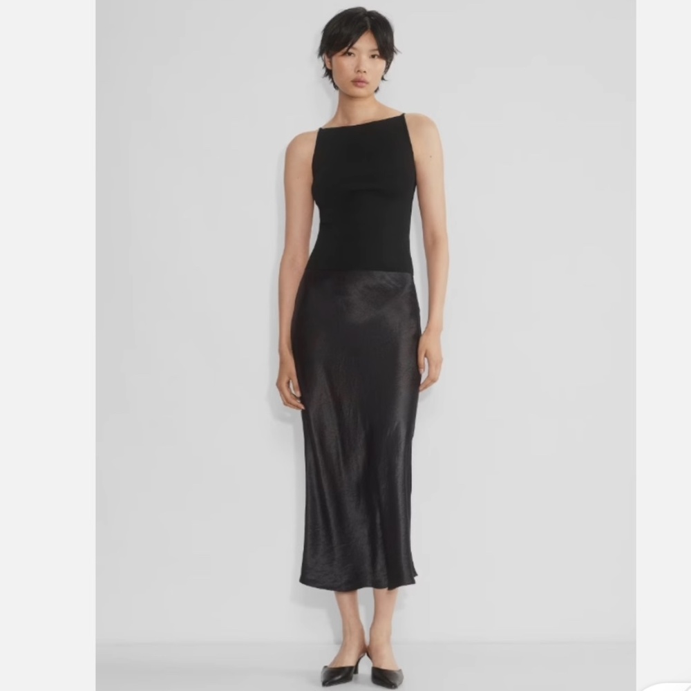 Babaton- Slip Satin Maxi Skirt Black Size 6